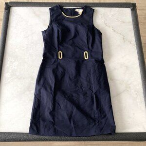 Michael Kors navy shift dress with gold hardware / accents sleeveless round neck